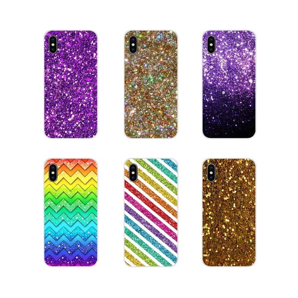 Прозрачные чехлы из ТПУ с разноцветными блестящими стразами для Apple iPhone X XR XS MAX 4 4S