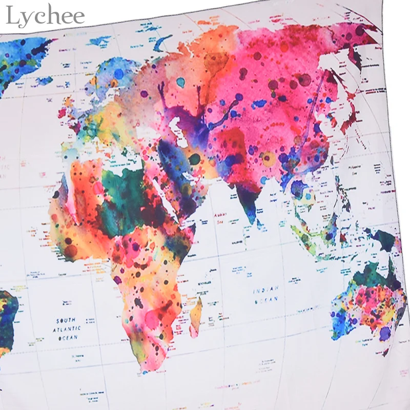Lychee Life 1pc World Map Tapestry Wall Hanging Rectangle Polyester Living Room Decoration | Дом и сад