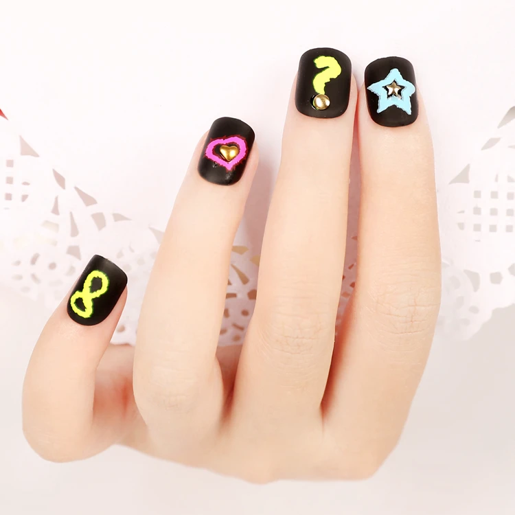 24 ШТ. Лучшие Продажи Очаровательный Прекрасный Скраб Черный Цвет Накладные Ногти