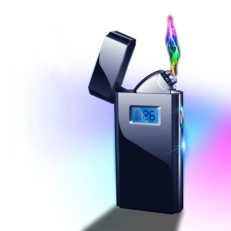 Новейший светодиодный цифровой дисплей USB Зажигалка для сигарет металлическая