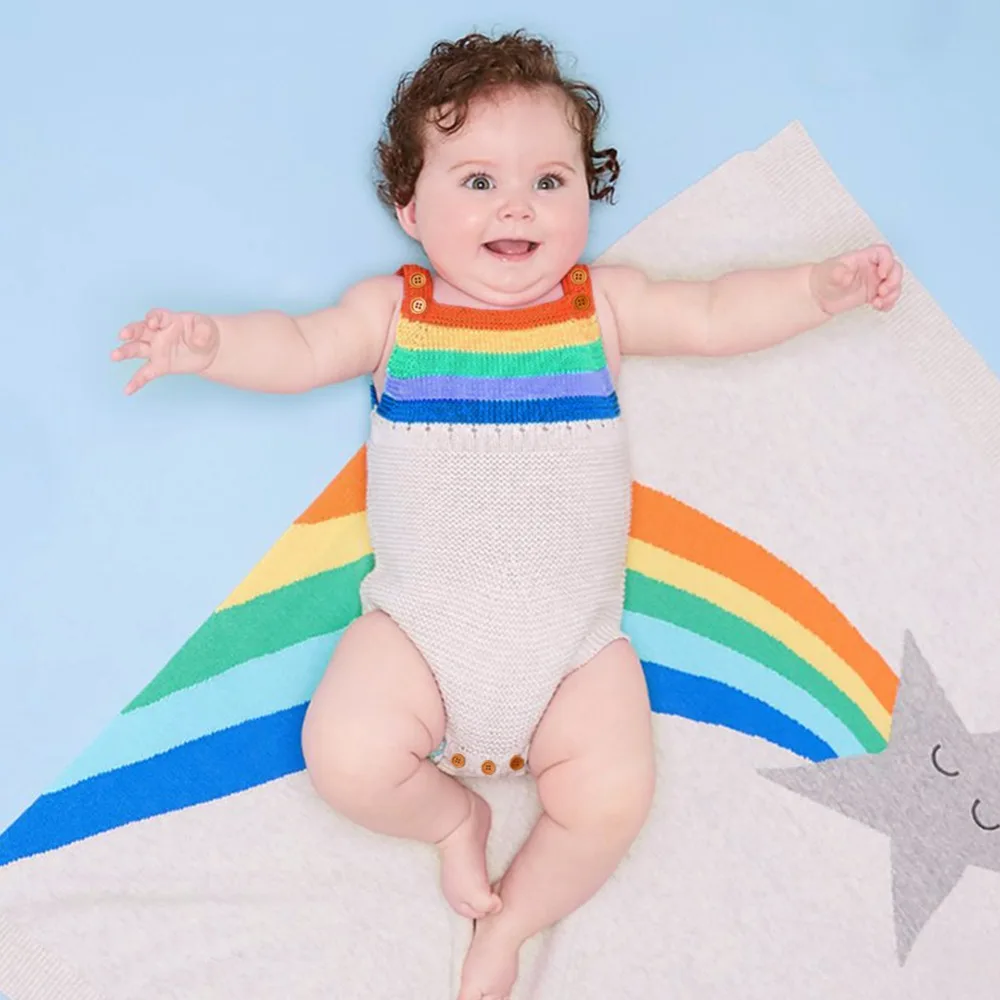 Детский трикотажный комбинезон rainbowноворожденный Вязаный Крючком Комбинезон из