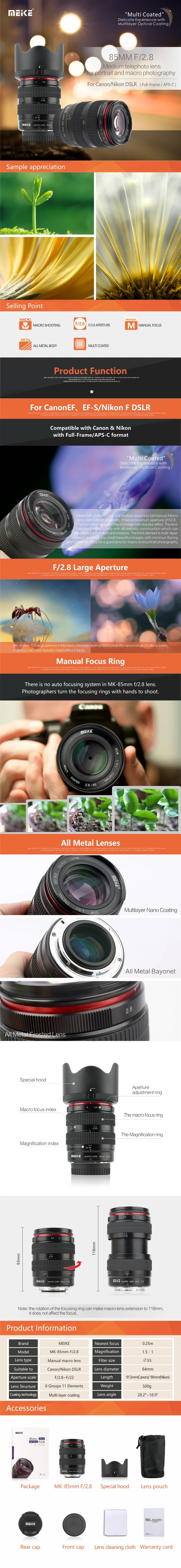 Meike 85 мм F2.8 объектив камеры полная Рамка 1,5: 1 макро для sony E крепление для камеры Canon Fujifilm M4/3 Nikon объектив камеры Lentes