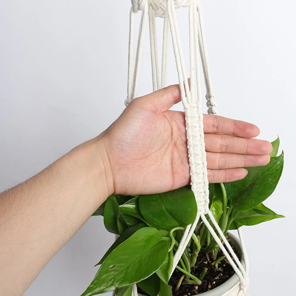 105 см узелковая Подвеска для растений из макраме винтажная хлопковая льняная