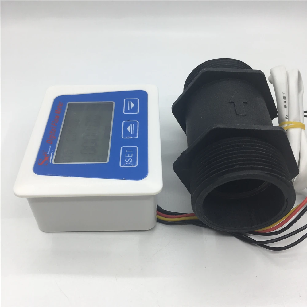 DN40 пластик датчик расхода + ЖК дисплей цифровой измеритель потока