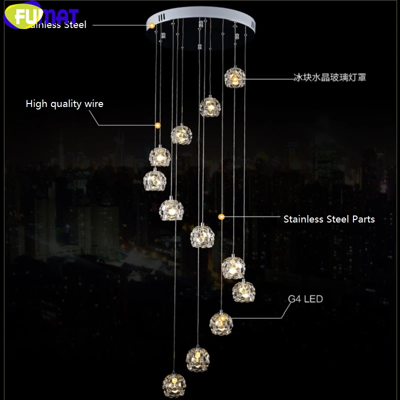 売る FUMAT ブドウガラススパイラル階段ヴィラ天井ランプ LED G4 階段ランプ近代的な灯ペントハウスシャンデリア器具