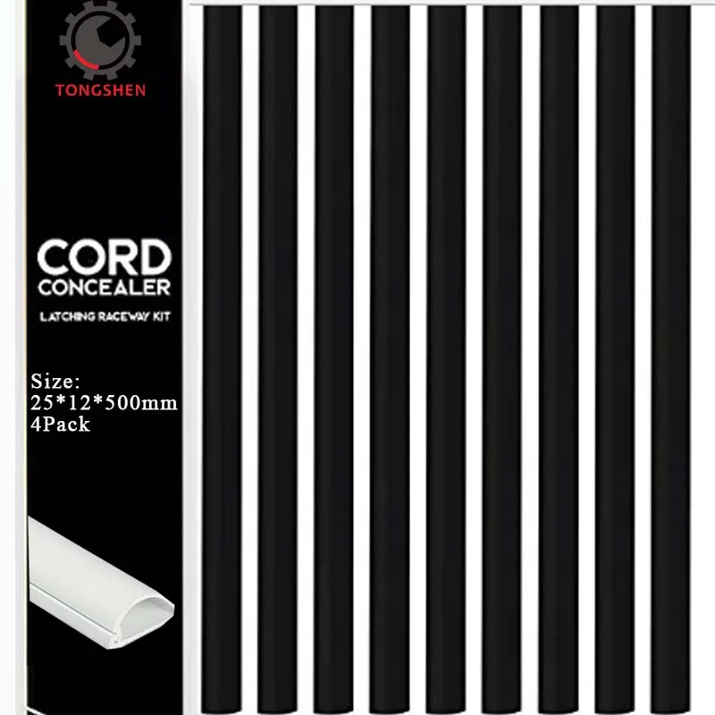 

25x12mm Black Cable Concealer On-Wall Cable Cover Raceway Kit Cable Trunking to Hide Cables Cords or Wires Cord Organizer