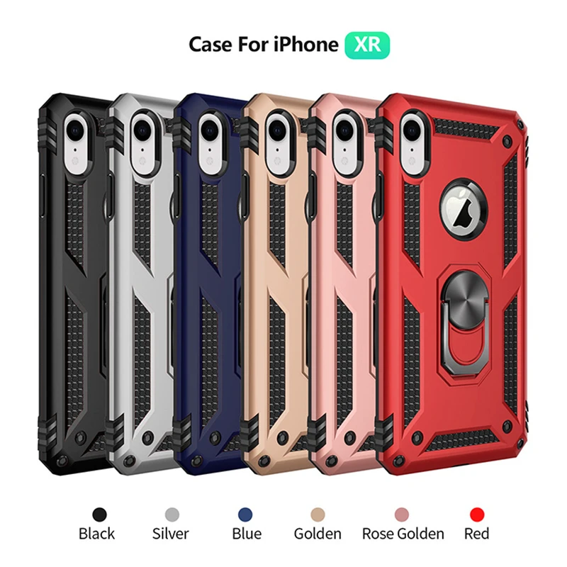 Luxury Armor Soft Shockproof Case For IPhone X XS XSMAX XR On The Robot Shell Silicone Bumper Metal Ring |