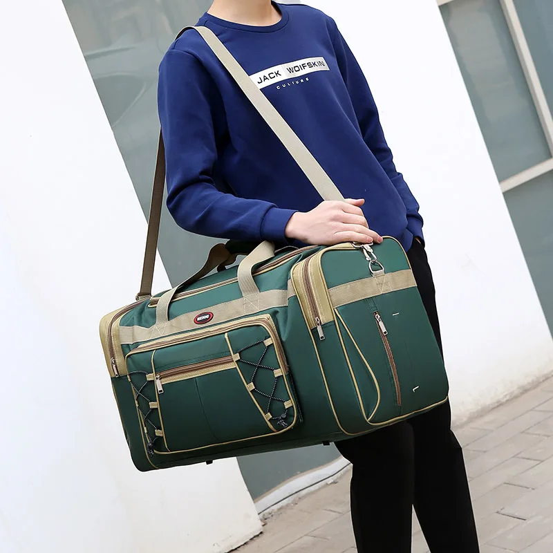 

Large Travel Bag 50L Nylon Outdoor Bags Solid GYM Bag Outdoor Sport Bags Men Bags For Trip Camping 6 Colors WX133