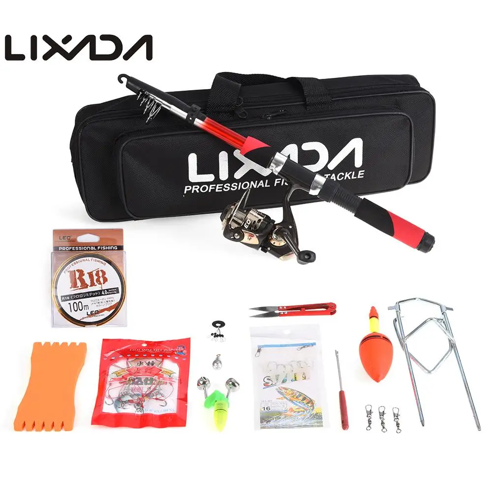 Комплект для спиннинга Lixada телескопическая удочка с катушкой и крючком