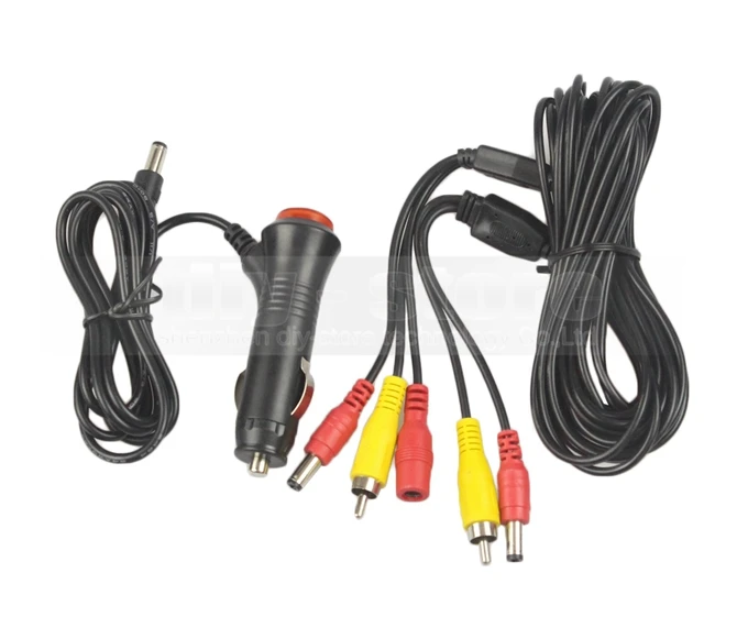 DIYSECUR 5,5x2,1 мм DC12V автомобильное зарядное устройство адаптер питания+ AV RCA удлинитель/шнур видео кабель для автомобиля камеры и автомобиля монитор - Название цвета: charger and cable