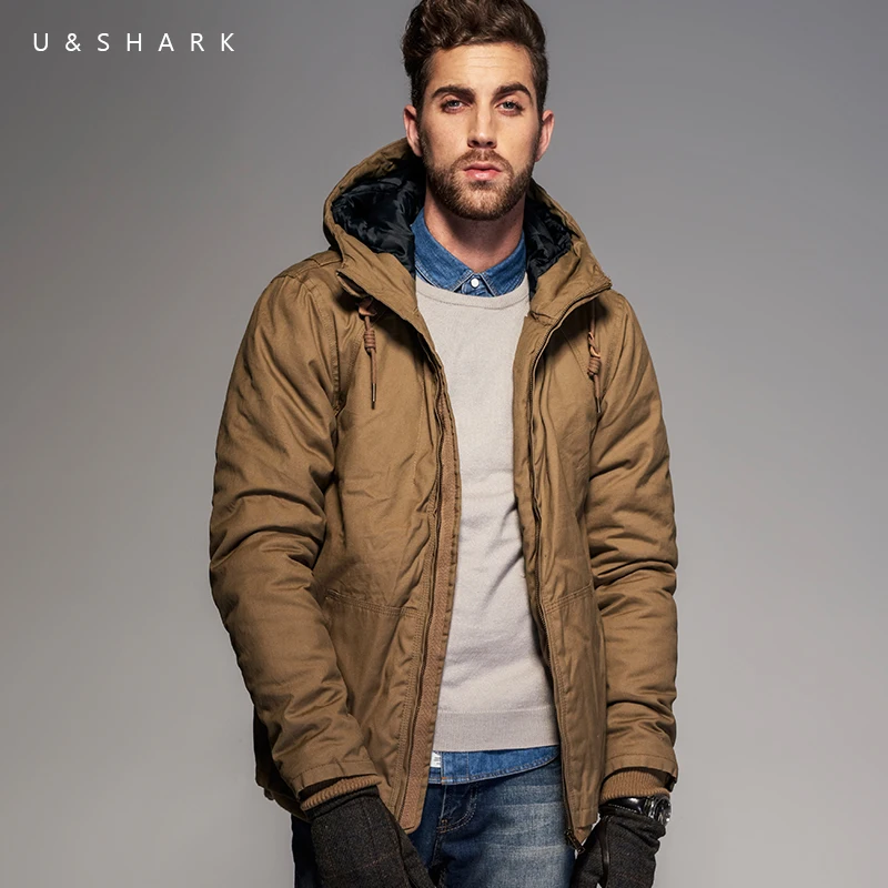 U &amp SHARK новинка зимы мужские хлопковые куртки пальто толстая верхняя одежда