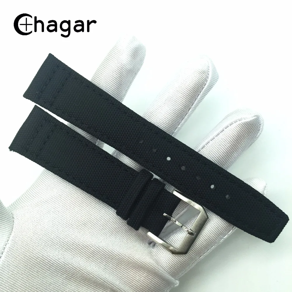 

20mm 21mm 22mm Nylon Genuine Leather Watchbands for IWC Big Pilot with Silver Buckle Black Army Green Wrist Watch Strap Belt