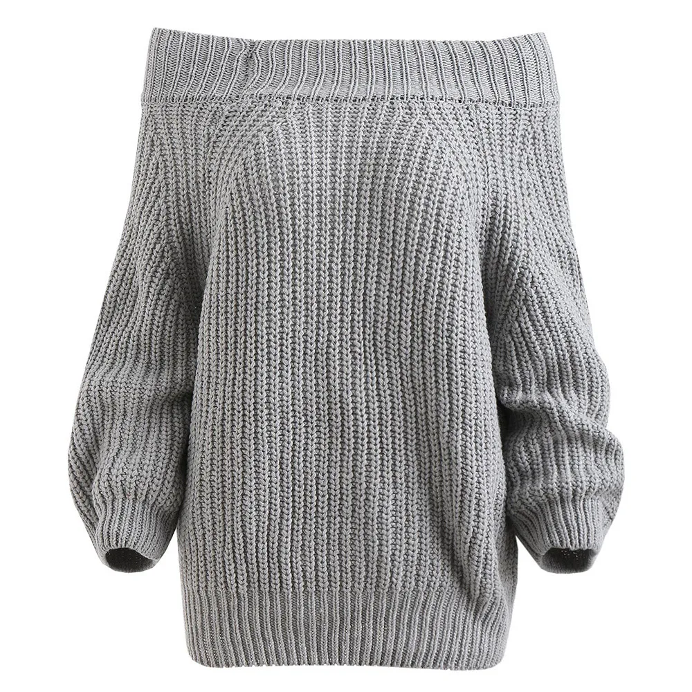 Off The Shoulder Sweater Pullover Chunky Women Solid Color Long Sleeve Casual 2019 Winter Pullovers Femme Knit Wear | Женская одежда