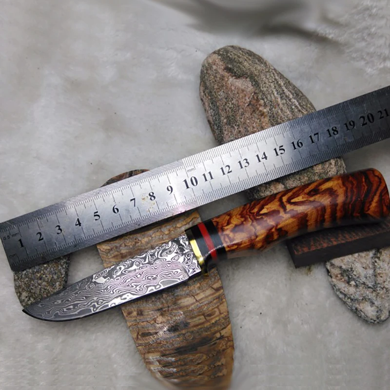 Бесплатная доставка ручной Кованый охотничий нож из дамасской стали Походный