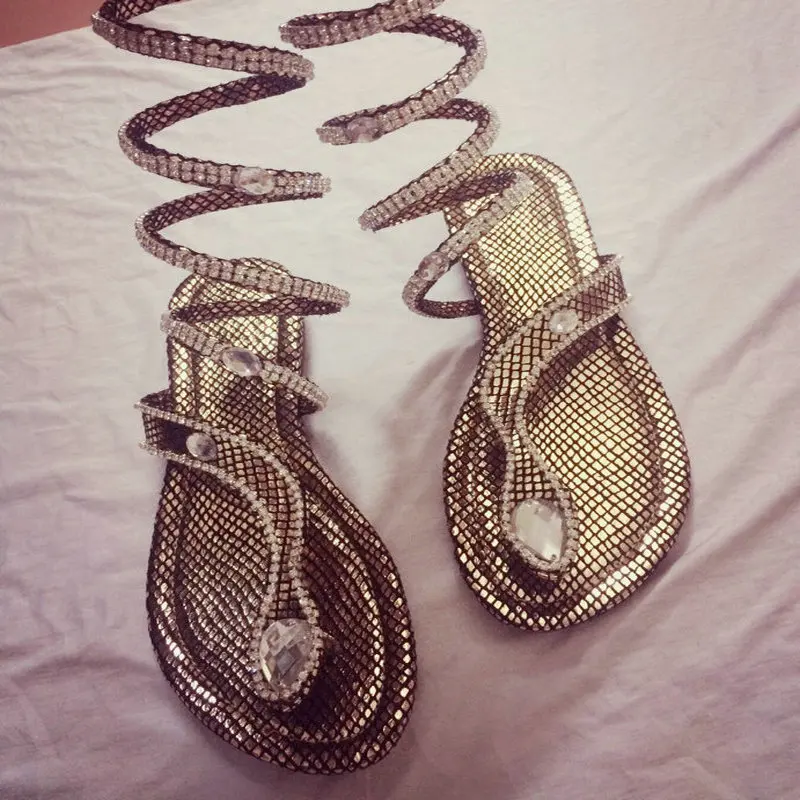 2016 новое поступление женские летние туфли со змеиным узором сандалии гладиаторы