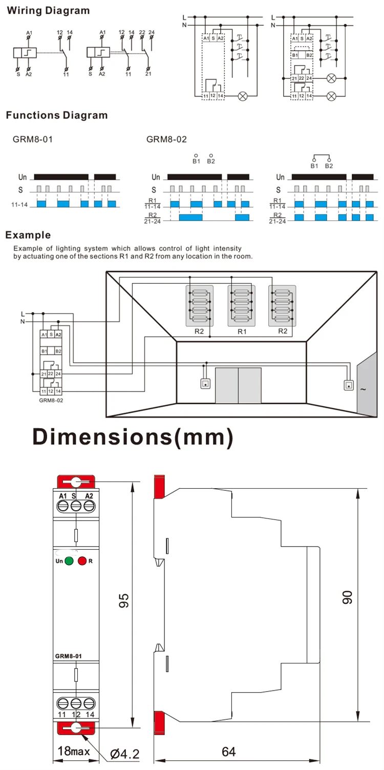 Din-рейка SPDT Impluse реле GRM8 16A AC 230V AC/DC12-240V электронное реле памяти с фиксацией с сертификатом CE