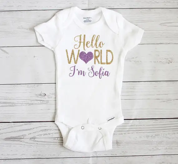 Настраиваемое название HELLO WORLD детское боди на день рождения один предмет