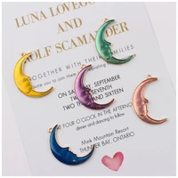 1932mm diy fashion shining smiling enamel moon dangle charms jewelry accessories gold dropping oil alloy bracelet pendant craft