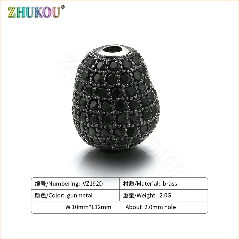 ZHUKOU 10 мм * 12 латунные кубические циркониевые круглые бусины для DIY ювелирных