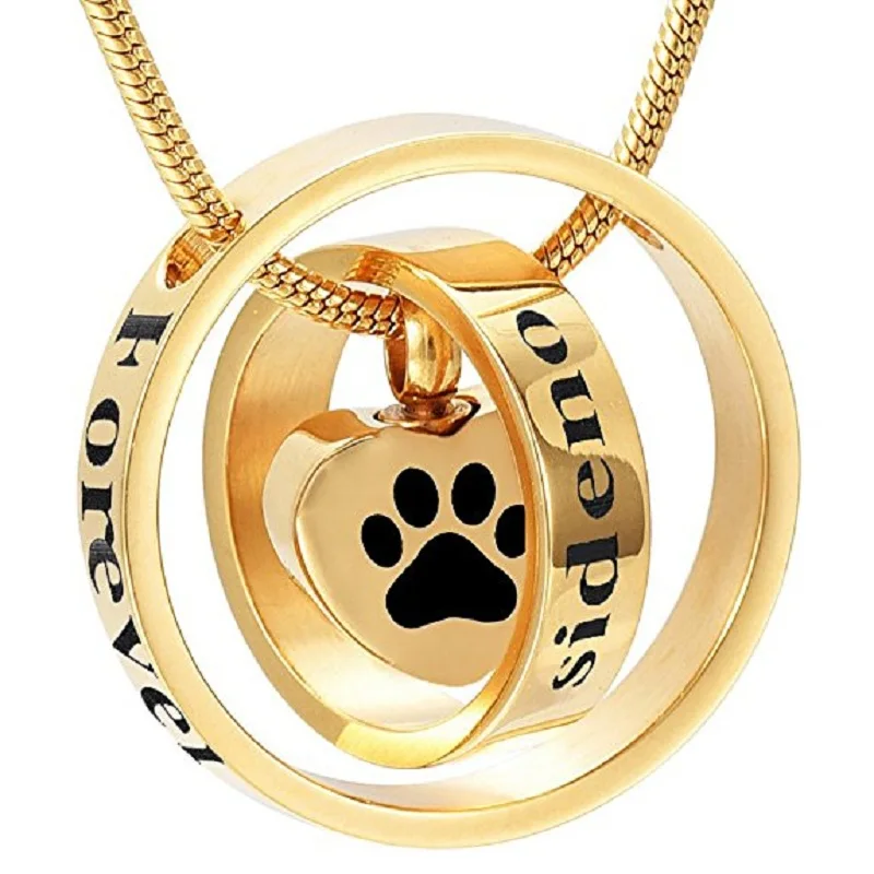 IJD001 больше не на моей стороне урна в виде сердца ожерелье Шарм & Paw Print Pet Cremation