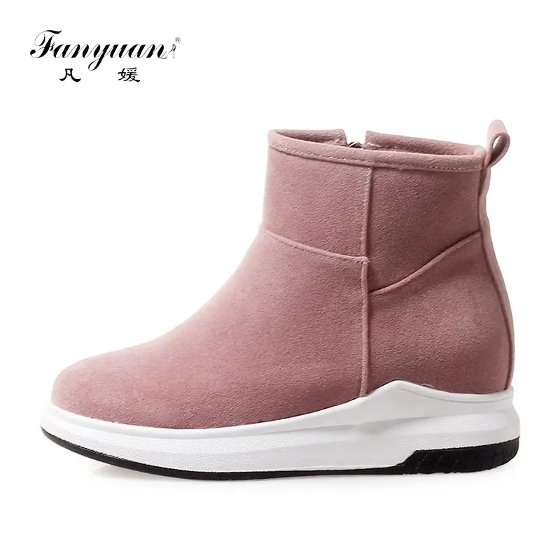 

Fanyuan Plus Size Women's Warm Ankle Snow Boots Fur Winter Flat Platform Slip On Shoes Ladies Height Increasing Fashion Footwear