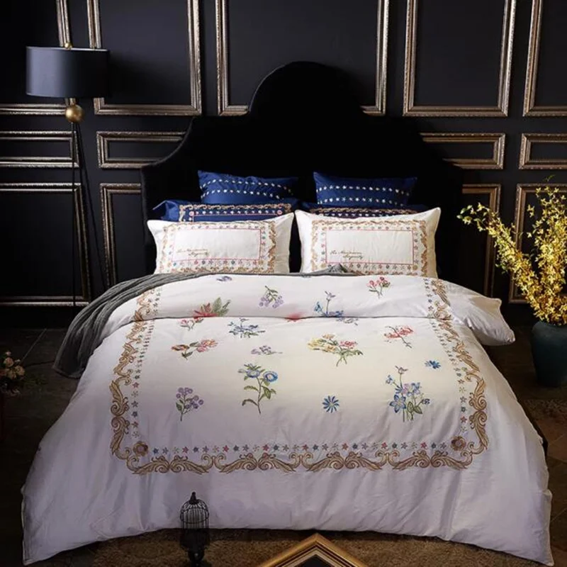 Комплекты постельного белья из 100% хлопка с вышивкой кролика и бабочки для