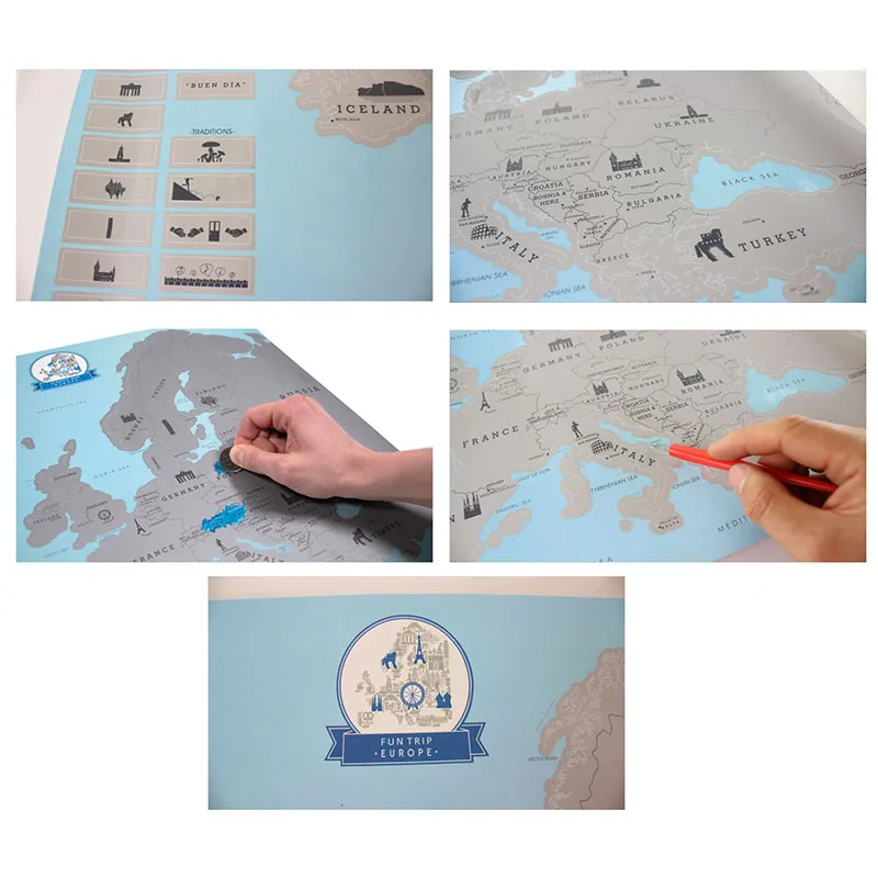 Карта мира для путешествий Золотая фольга карта покрытая слоем декоративные