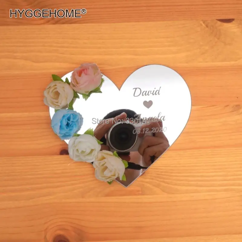 Персонализированный Свадебный зеркальный поднос в форме сердца на заказ