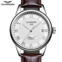 guanqin 2019 automatic waterproof mens watches top brand luxury mechanical leather water resistant wrist watch relogio masculino