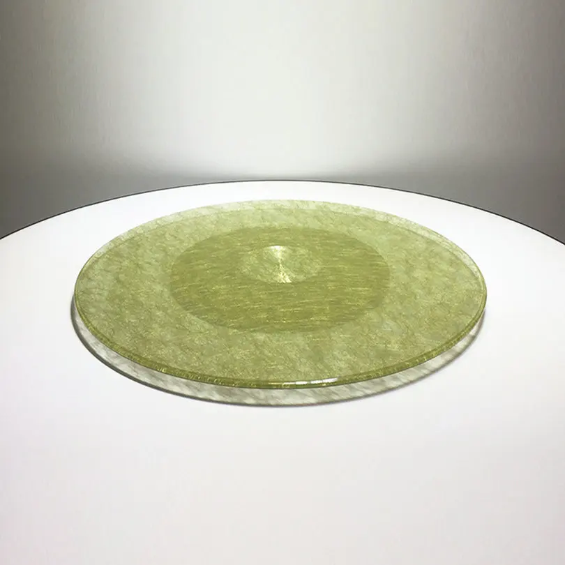HQ GW01 UPGRADE Household Tempered Glass with Golden Wire Top Turntable Lazy Susan Fiberglass Swivel Plate Base |