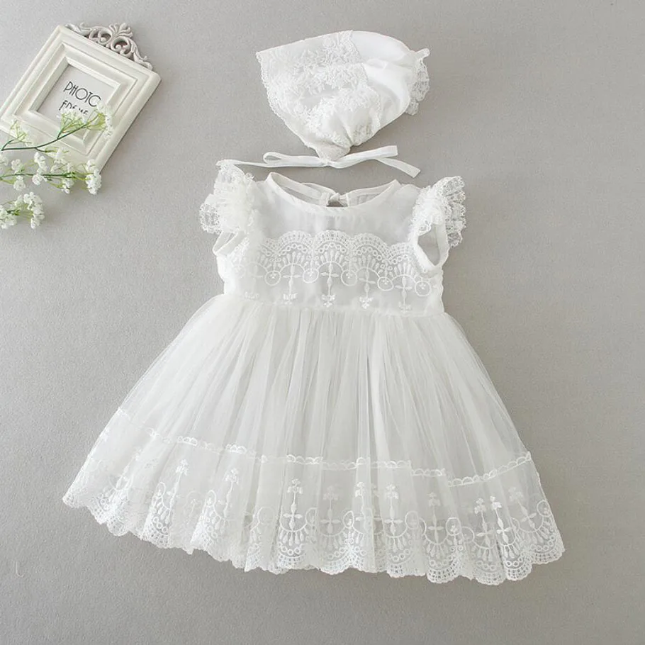 Детские платья на крестины Платье для маленьких девочек Белые летние с вышивкой