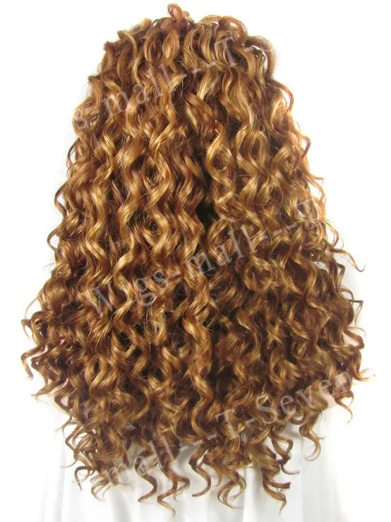 Afro Kinky Curly Style dirty Blonde Synthetic Lace Front Wig heat resistant Mixed Color drag queen wigs Free shipping |