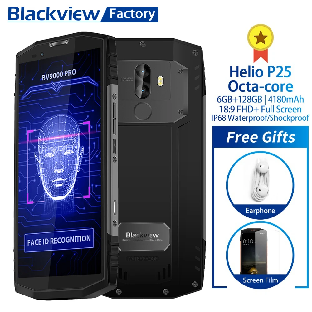 Blackview BV9000 Pro IP68 водонепроницаемый смартфон 6 ГБ + 128 Гб Helio P25 Восьмиядерный 5 7 &quotFHD