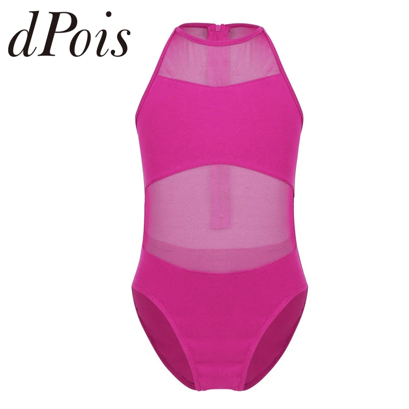 Kids Girls Sleeveless ZipperBallet Dance Wear Mesh Back Toddler Athletic Ballerina Leotards Dress Gymnastics Bodysuit |