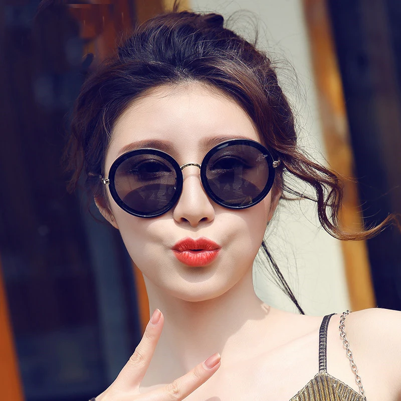 Новые корейские модные Поляризованные Солнцезащитные очки женские Круглые