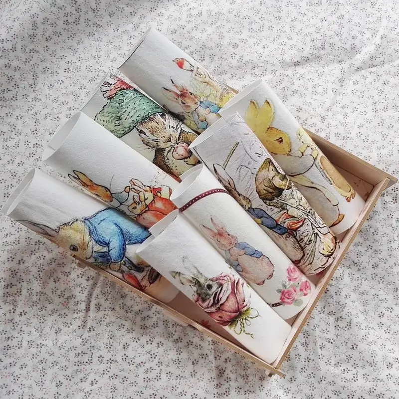 Окрашенная хлопчатобумажная льняная ткань с цифровым принтом кролика для