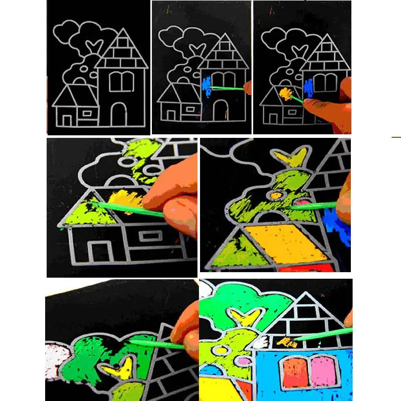 

1 Pcs Colorful Drawing Toys Scratch Art Paper Magic Painting Paper with Drawing Stick For Kids Toy