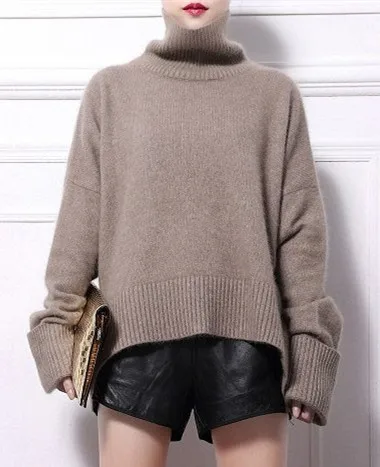 Женский кашемировый свитер из 100% натуральной норки с высоким воротником S171 |