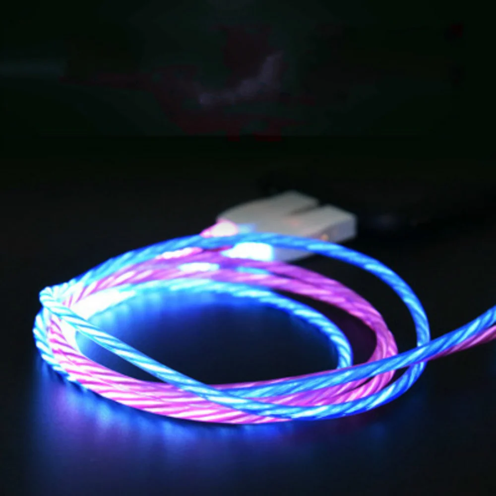 Светодиодный светящийся поток данных USB зарядное устройство Тип C Micro 8 контактный