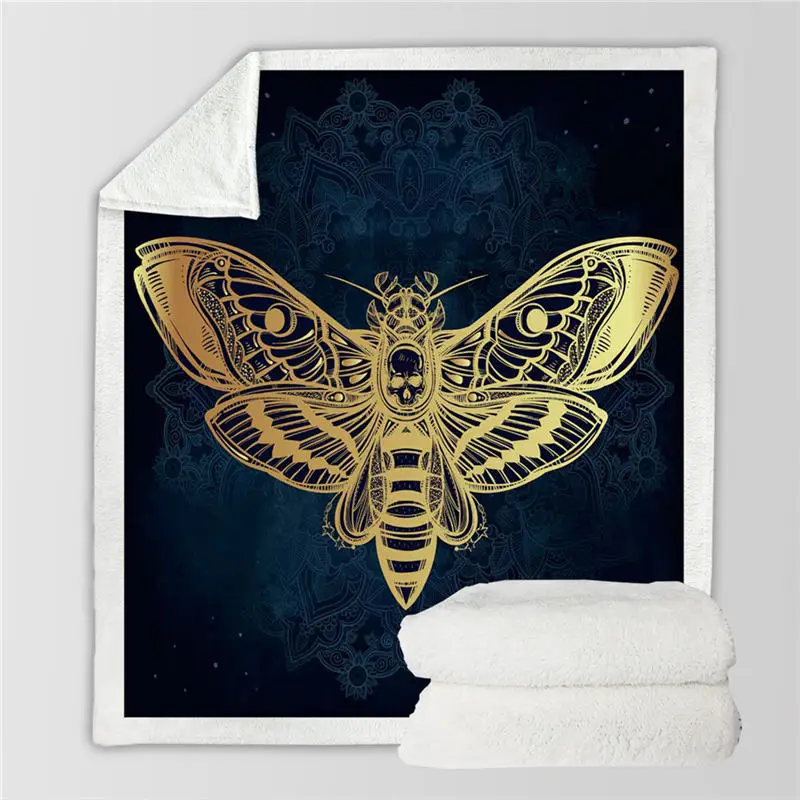 2 Постельное белье Outlet Death Moth, одеяло с черепом, богемное, микрофибра, шерпа, пледы, одеяло, черный, белый, готическое, постельные принадлежности, mantas para cama - Цвет: 2
