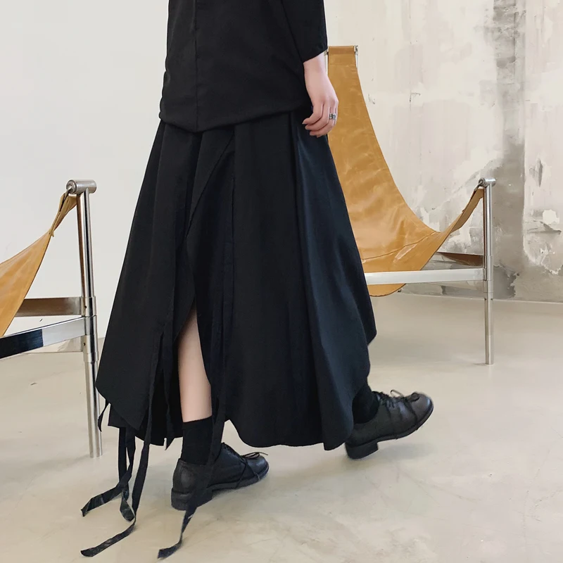 Мужские свободные штаны шаровары с лентами в стиле хип хоп панк уличная одежда