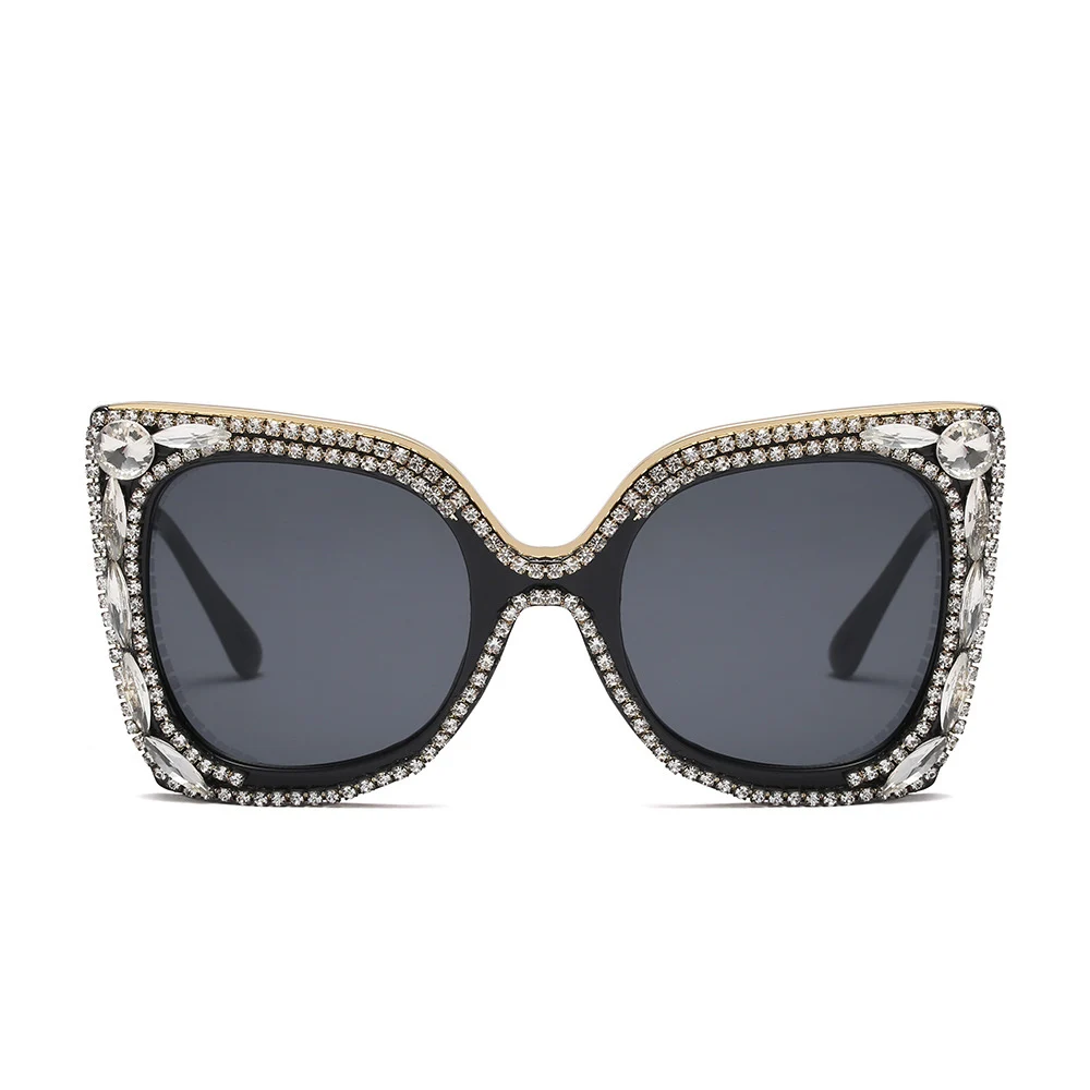 Брендовые модные женские очки в стиле барокко с кристаллами солнцезащитные со
