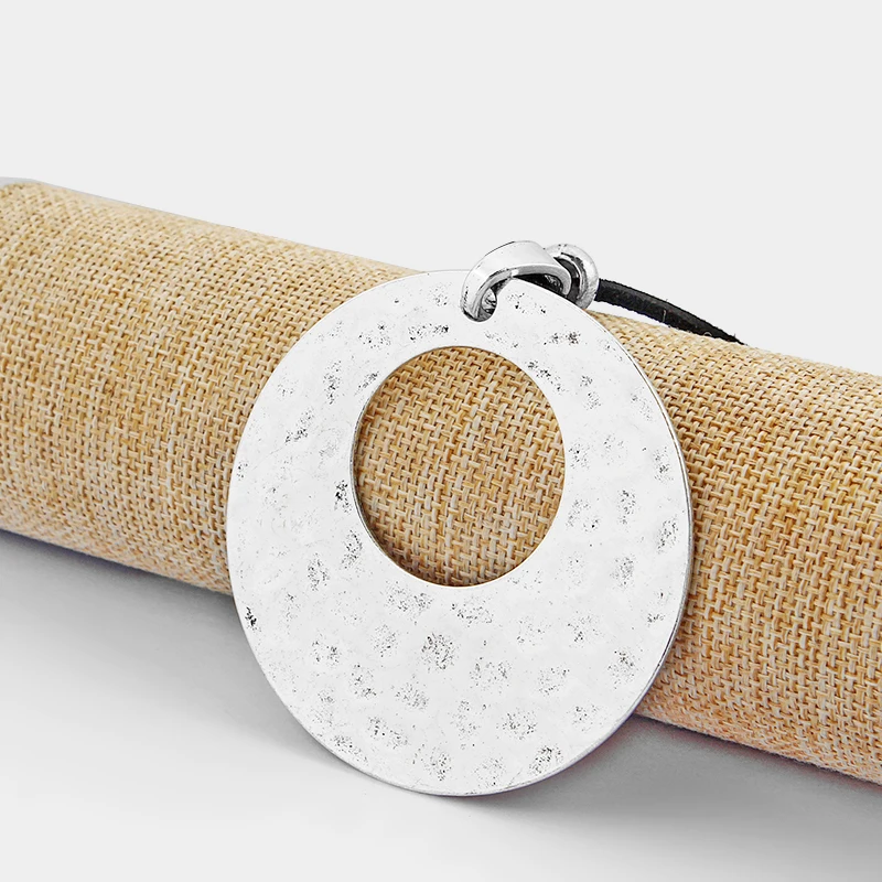 Круглые Подвески в виде аннулуса ожерелье с длинным черным корейским