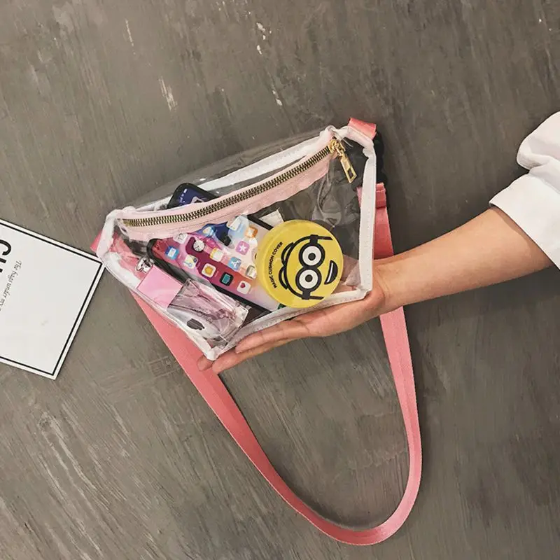 

Women Transparent Waist Bag PVC Fanny Hip Packs Girls Phone Pouch Chest Purse