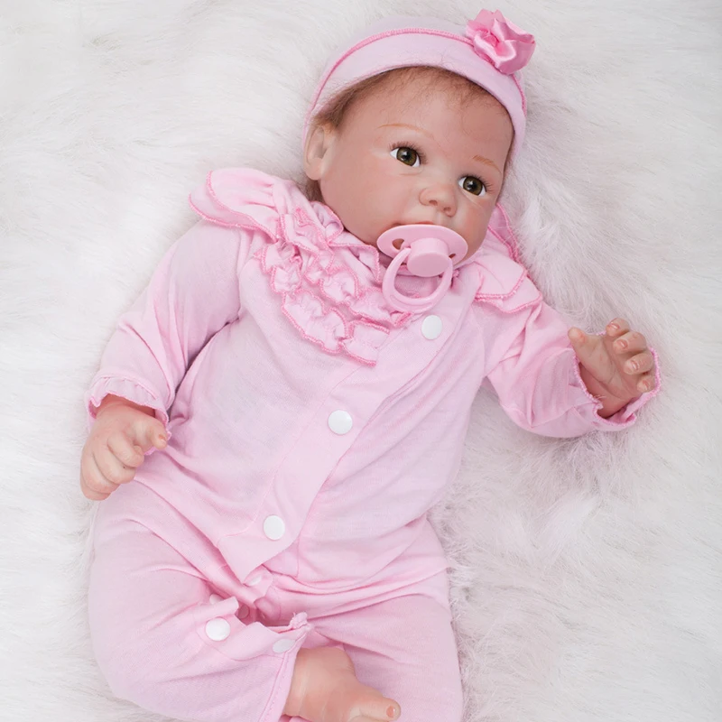 Преследовать 53 см так реально коричневый Средства ухода для век силикона Reborn Baby