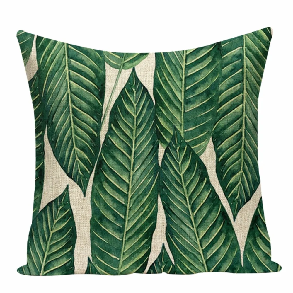 Monstera чехол для подушки 45*45 см, зеленые покрытия листьев растений, подушки, кактус, свежий диван, домашние подушки, чехол из льна, чехол для автокресла