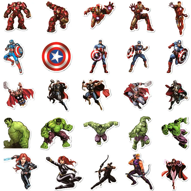 104 шт Мстители поддельные светящиеся marvel Герой Мультфильм Граффити наклейка чемодан гитара Автомобильная наклейка из ПВХ водонепроницаемый