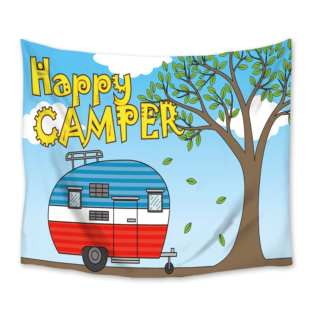 Happy Camping Ретро караван шаблон Гобеленовая роспись настенный домашний декор для