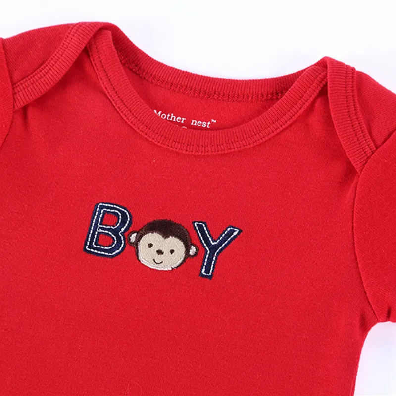 Baby Clothing Red Cartoon Newborn Boys Bodysuit Fashion Cotton Short Sleeve Infant Outwear O Neck Jumpsuit One Pieces |
