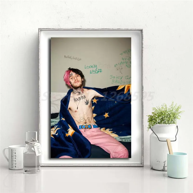 Lil Peep розовые и Черные искусственные волосы принт для гостиной домашний декор